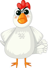 Angry Chicken Cartoon Character Standing in Vector Illustration