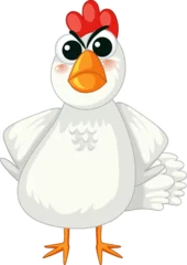 Crédence de cuisine en verre imprimé Enfants Angry Chicken Cartoon Character Standing in Vector Illustration