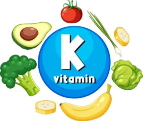 Crédence de cuisine en verre imprimé Enfants Educational Group of Foods Containing Vitamin K