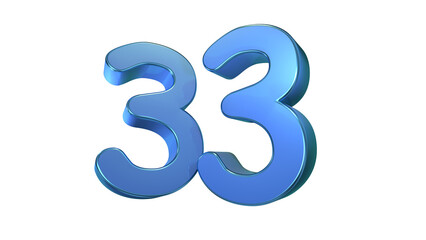 Obraz premium Clean blue 3d number 33