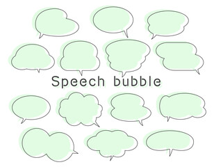 色ずれしたゆるカワラインの吹き出しのセット/緑