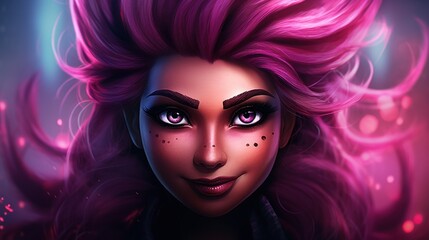 Obraz na płótnie Canvas a woman with purple hair