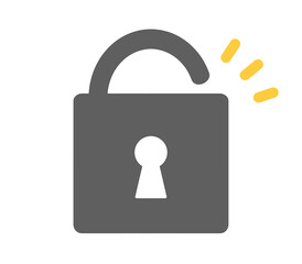 シンプルな黒色の開いた南京錠マーク