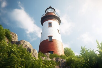 Fototapeta na wymiar a lighthouse on a hill