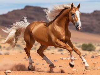 a horse running in the desert