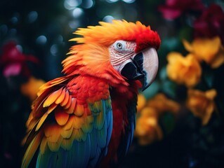 a colorful parrot with a white beak