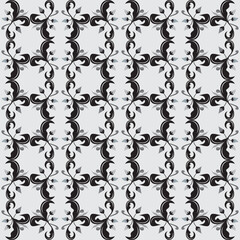 Floral seamless pattern with a traditional black and white abstract design.