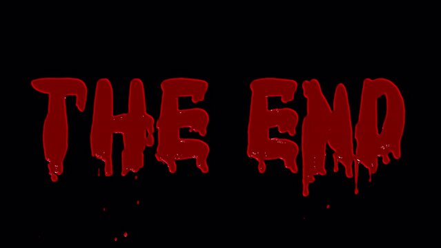 The End Title Written In Blood With Alpha Channel