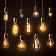 light bulbs on black background