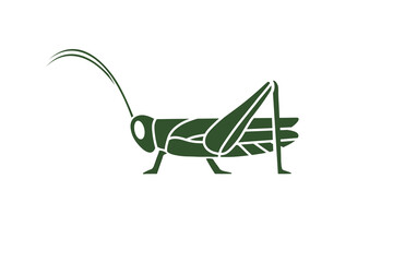 The Grasshopper symbol is green. Simple tattoo design. Vector Illustration.