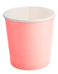 Pink paper bucket isolated on white background, Paper cup on white PNG File.