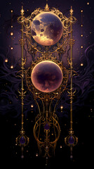 Golden Celestial Moons Fantasy Artwork