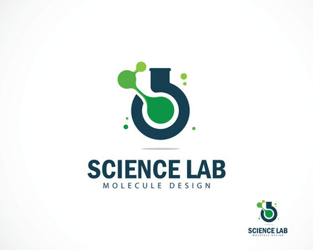 science lab logo creative molecule design concept biology