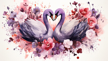 Graceful Swans A Romantic Valentines Day Watercolor