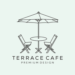 terrace cafeteria line art logo vector minimalist illustration design