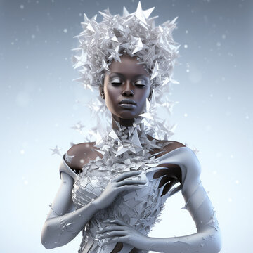 Futuristic Ice Queen character concept. Created using ai generative.