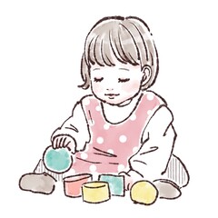 おもちゃで遊ぶ子供のイラスト素材