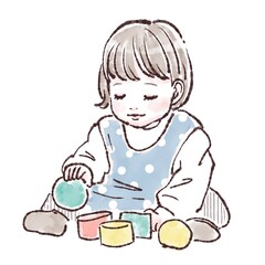 おもちゃで遊ぶ子供のイラスト素材