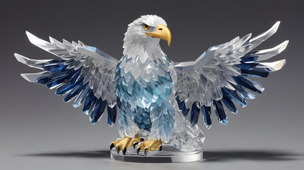 Eagle trophy on a gray background. 3d render illustration.