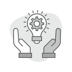 Customized solutions icon. Hands on innovation graphic. Collaborative problem solving symbol. Tailored solutions teamwork. Editable Stroke Icon.