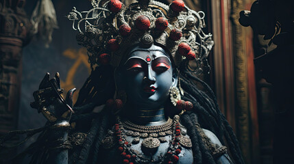 Goddess Kali idol in temple - obrazy, fototapety, plakaty