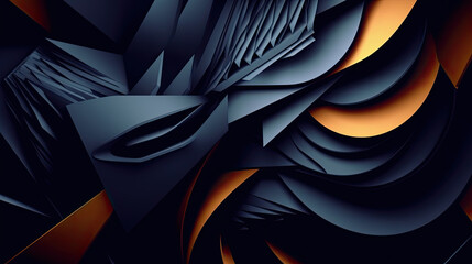 black and orange abstract background, Dark abstract geometric design as wallpaper background