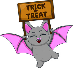 Cute Bats Carrying Wooden Boards Illustration