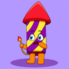 Cute Fire Work Shock Expression Illustration