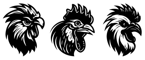 black and white rooster silhouette 