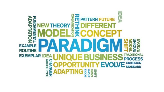 Paradigm animated word cloud;text design animation tag kinetic typography seamless loop.
