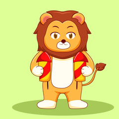 Cute Lion Holding Two Fire Crackers Illustration