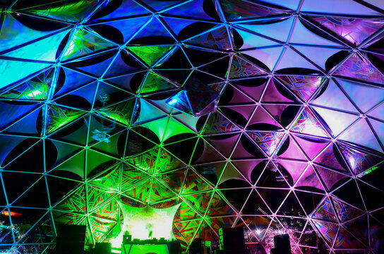 Decoration of a chillout stage at Universo Paralello electronic music festival in Brazil