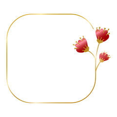 Floral with golden frame , floral frame , golden frame , floral decorative frame png transparent background illustration