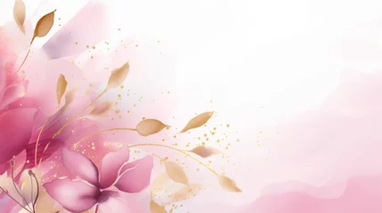 Fotobehang beautiful pink flower pattern luxurious marble texture rose flower background for celebration Leave space to enter text. © venusvi