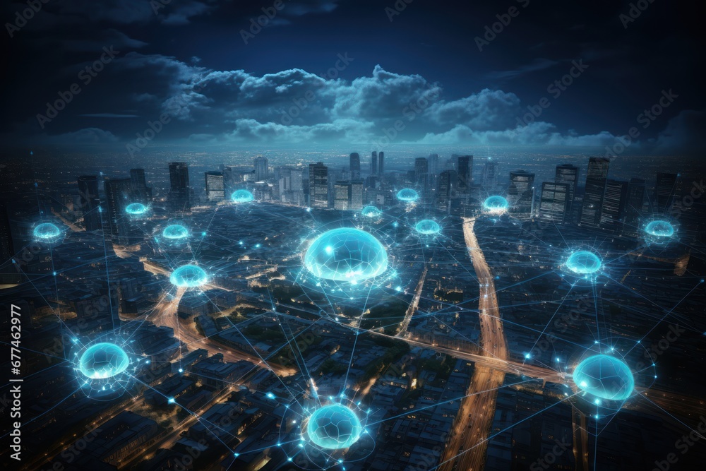 Fototapete Data science, business analysis and strategy, big data concept.Business teamwork analyzing financial graph on virtual touch screen, futuristic technology solution.