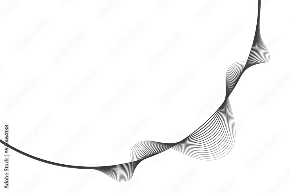 Aufkleber Abstract round curve by lines wavy flowing black gradient isolated on transparent background. Vector in concept modern, technology, science, music.