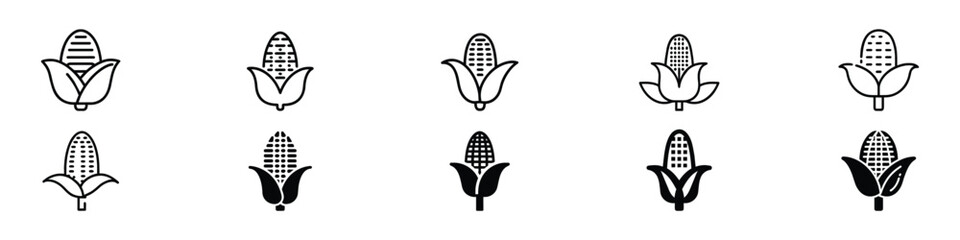 Corn icon, Ear of maize icon, Corn line icon. Ear of corn vector sign. Editable stroke. Corn Icons, Corn line icon. Vegetarian, vegan, harvest. Vegetables concept. Corn icon. vector corn icon - obrazy, fototapety, plakaty