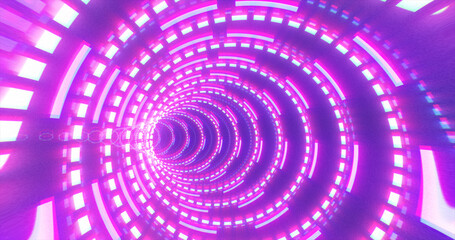 Abstract futuristic purple hi-tech tunnel from energy circles and magic lines background