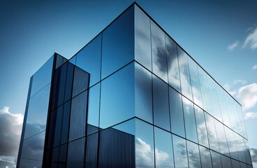 Towering Glass Building Reflecting the Wide Open Sky Generative AI