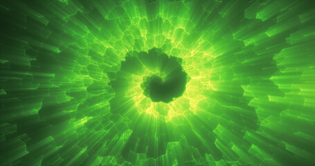 Abstract green energy magical glowing spiral swirl tunnel background