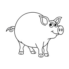 Funny pig cartoon for coloring book.