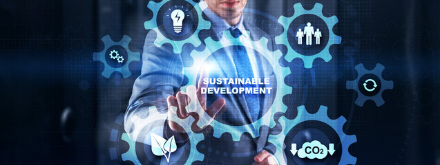 Sustainable development renewable energy and natural resources connected gears