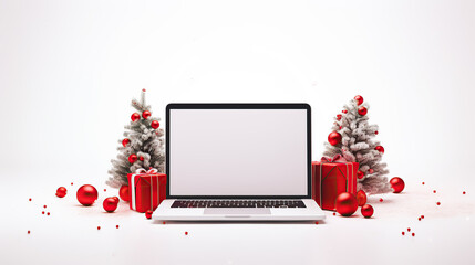 christmas design backdrop with laptop 