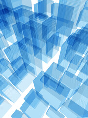 ブルーグレーのIT都市イメージ　俯瞰　ベクターイラストレーション