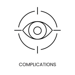 Eye complications line icon vector for medical documentation about diabetes - obrazy, fototapety, plakaty