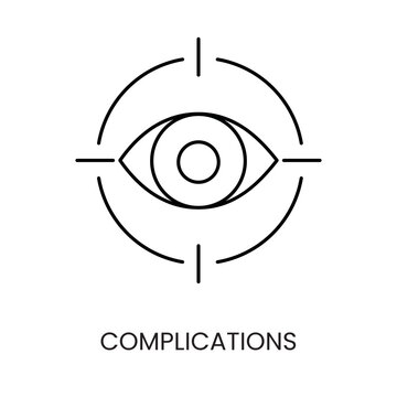 Eye complications line icon vector for medical documentation about diabetes
