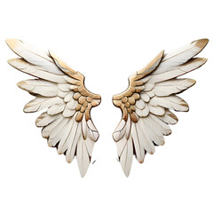 A birds wings golden and white background 3d render generative Ai - obrazy, fototapety, plakaty