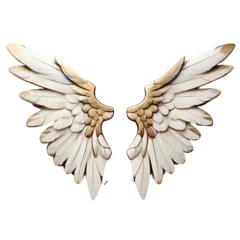 Fotobehang A birds wings golden and white background 3d render generative Ai © rakibul0160