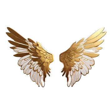 A birds wings golden and white background 3d render. generative Ai
