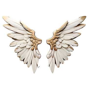 A birds wings golden and white background 3d render generative Ai